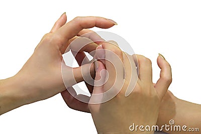 Muscle testing on finger Stock Photo