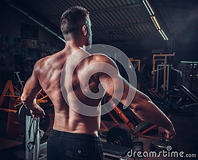 Muscled male model showing his back Stock Photo