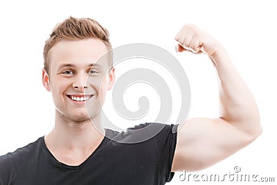 Muscled man during workout Stock Photo