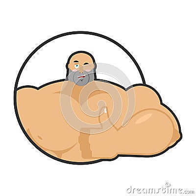 Muscled thumbs up showing . Sign all right. Happy athlete. Hand Vector Illustration