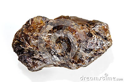 Muscovite and biotite minerals envolving quartz crystal Stock Photo