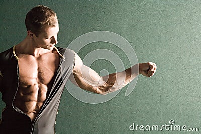 Muscular body builder Stock Photo