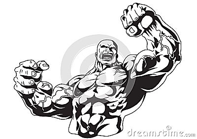 Muscular bodybuilder Vector Illustration