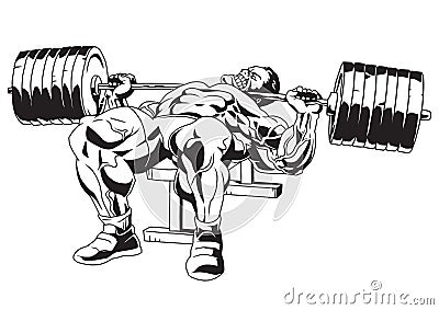 Muscular bodybuilder in training Vector Illustration