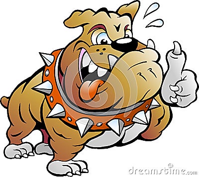 Muscular Bull Dog giving Thumb Up Vector Illustration