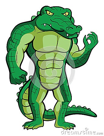 Muscular Crocodile Man Color Illustration Design Vector Illustration