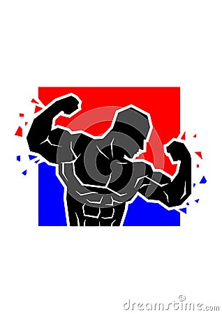 Muscular fitness bodybuilder showing big biceps Vector Illustration