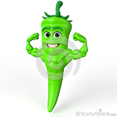 Muscular green chili pepper Stock Photo