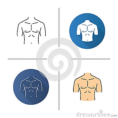 Muscular male chest icon Vector Illustration