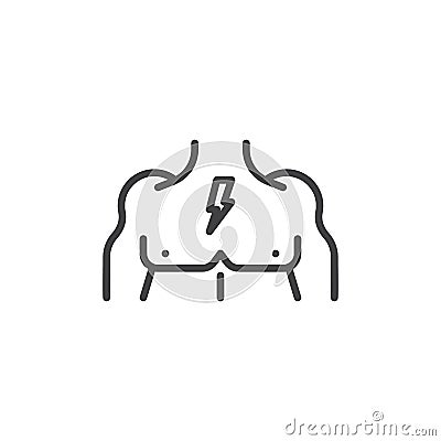 Muscular male chest line icon Vector Illustration