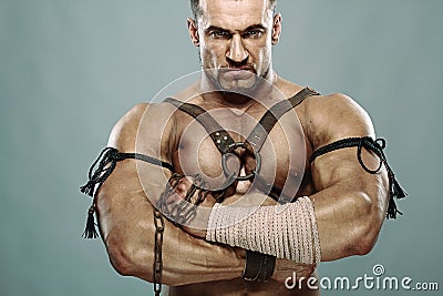 Muscular male portrait of ancient warrior Stock Photo