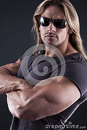 Muscular strong man Stock Photo