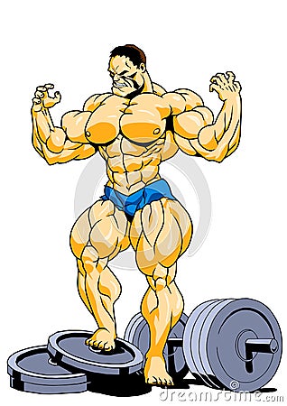 Muscular super bodybuilder posing Vector Illustration
