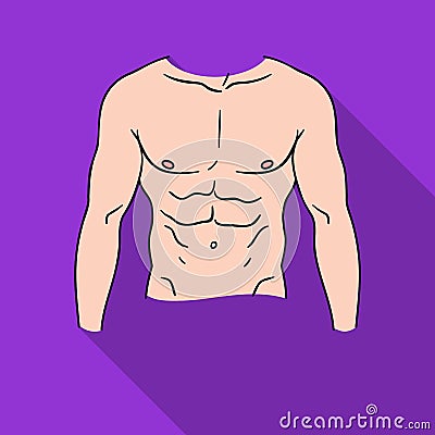 Muscular torso icon in flat style isolated on white background. Sport and fitness symbol stock vector illustration. Vector Illustration