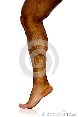 Musculature of male athlete's leg Stock Photo