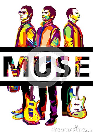 Muse Band from England with Wpap Style Editorial Stock Photo