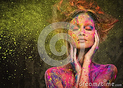 Muse with creative body art Stock Photo