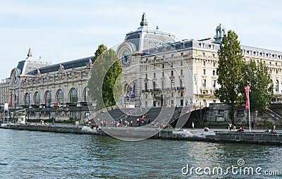 Musee d`Orsay museum on the left bank of the Seine river in Paris Editorial Stock Photo