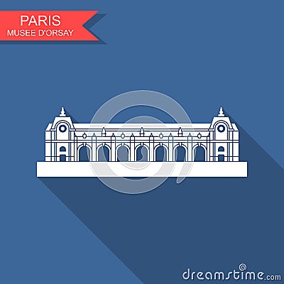 The Musee d orsay in Paris. France landmark icon Vector Illustration