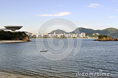 View of the Niteroi Contemporary Art Museum (MAC) Editorial Stock Photo