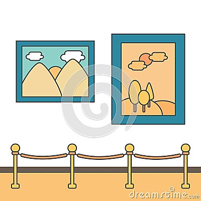 Museum art gallery exhibition flat vector illustration Vector Illustration