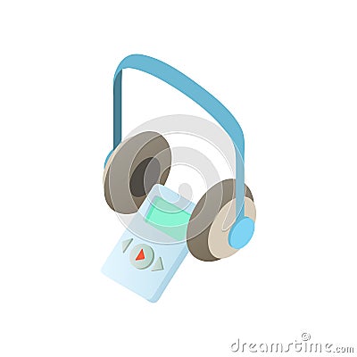 Museum audio guide, headphones icon, cartoon style Vector Illustration