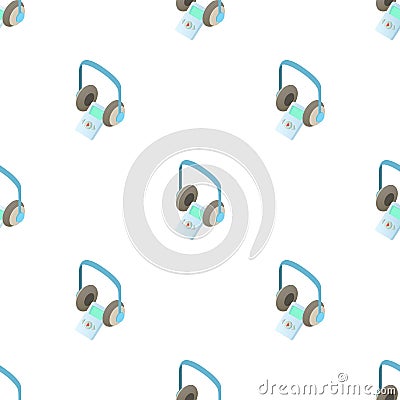 Museum audio guide, headphones pattern seamless vector Vector Illustration