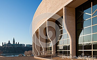 Museum of Civilization and Parliament Hill Editorial Stock Photo