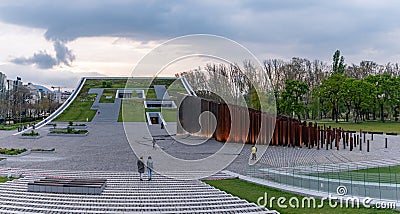 Museum of Ethnography Green Roof and Memorial of the 1956 Revolution at Sunset Editorial Stock Photo