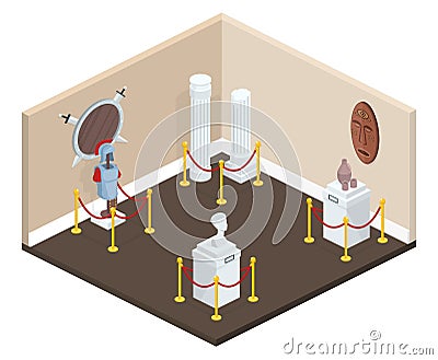 Museum exhibition cross section vector illustration Vector Illustration