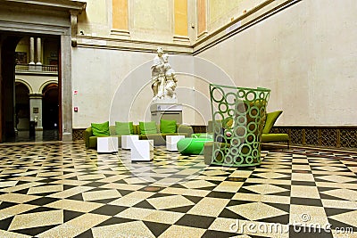 the Museum of Fine Arts. interior space of art exhibition gallery. library and hall with modern furniture Editorial Stock Photo