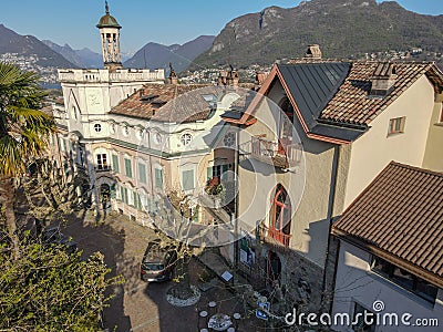 House where the writer Hermann Hesse stayed in Montagnola on Switzerland Editorial Stock Photo