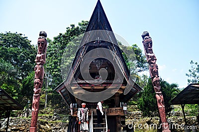 Museum Huta Bolon Simanindo and antique house of indonesian for indonesia people and foreign travelers travel visit at tomok in Editorial Stock Photo