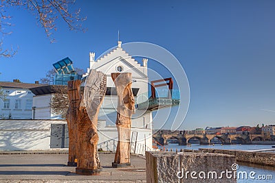 Museum Kampa on the Vltava river banks. Editorial Stock Photo