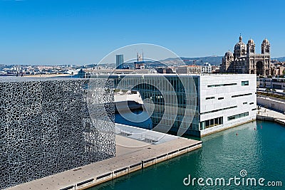 Museum and cathedral in Marseille Editorial Stock Photo