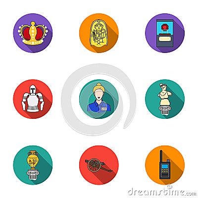 Museum set icons in flat style. Big collection of museum vector symbol stock illustration Vector Illustration