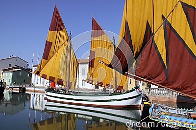 Museum ships in the bay Cesenatico, Italy Editorial Stock Photo