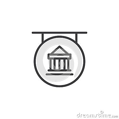 Museum sign hanging outline icon Vector Illustration