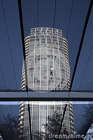 Museum Tower has seen from covered walkway Stock Photo