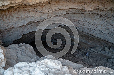 Musfur Sinkhole is the largest known sinkhole cave in Qatar.Amazing rock formation Stock Photo