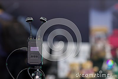 Mushroom antenna for video transmission. Antenna network On the video transmission with dslr camera. Stock Photo