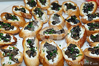 Mushroom Bruschetta (Brushetta) Cream Stock Photo