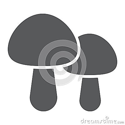 Mushroom glyph icon, food and vegetarian, champignon sign, vector graphics, a solid pattern on a white background. Vector Illustration