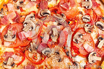 Mushroom and ham pizza Stock Photo