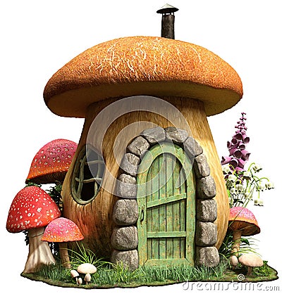 Mushroom house Cartoon Illustration