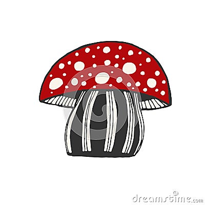Mushroom icon design. Sticker and patch. Amanita vector print Vector Illustration