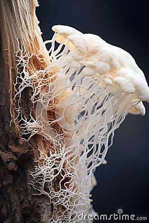 Mushroom mycelium. Macro shot in high detail. Generative Ai Stock Photo