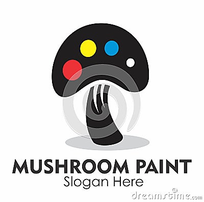 mushroom paint logodesign concept Cartoon Illustration