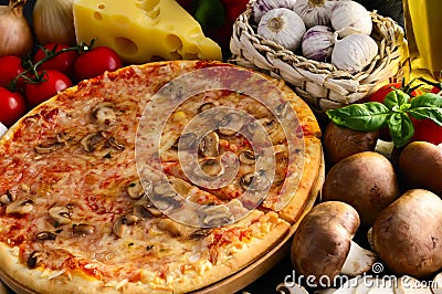 Mushroom pizza Stock Photo