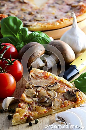 Mushroom pizza Stock Photo